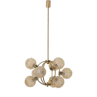 Chandelier with Amber Globes in the style of H. Tynell For Sale