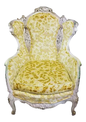 Antique French Louis XV Rococo Hand Carved Velvet Wingback Chair