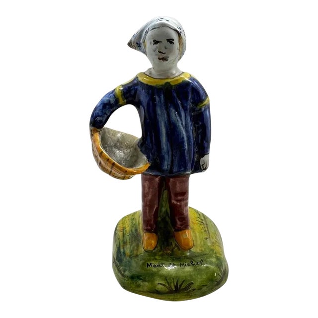 Late 19th Century Mont St. Michel Quimper Style Souvenir Figurine For Sale