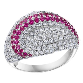 1 Carat Pink Sapphire and 4 Carat Diamond 18 Karat White Gold Ring, Estate For Sale