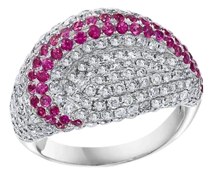 1 Carat Pink Sapphire and 4 Carat Diamond 18 Karat White Gold Ring, Estate