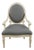 Oversized French Louis XVI Style Distressed Off-White & Slate Blue Upholstered Armchair For Sale