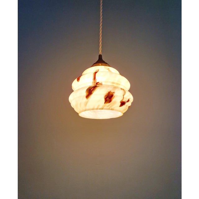 Art Deco Pendant Light in Marbled Opaline Glass from Scailmont, Belgium, 1920s For Sale - Image 11 of 17
