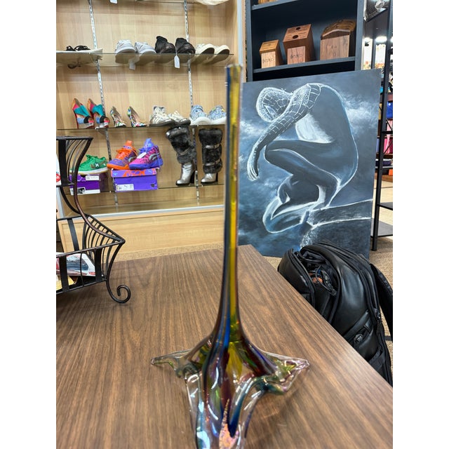 David Goldhagen Handblown Colored Flower Sculpture 15in For Sale - Image 12 of 12