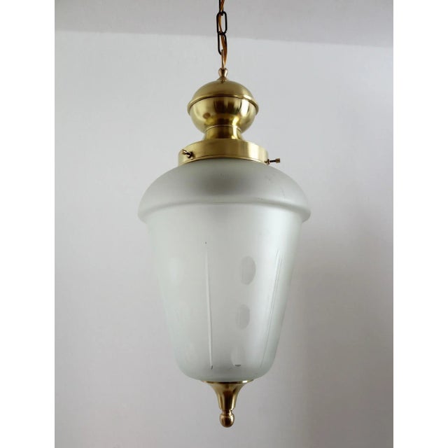 Italian Brass and Cut Glass Pendant Lamp, 1970s For Sale - Image 11 of 14