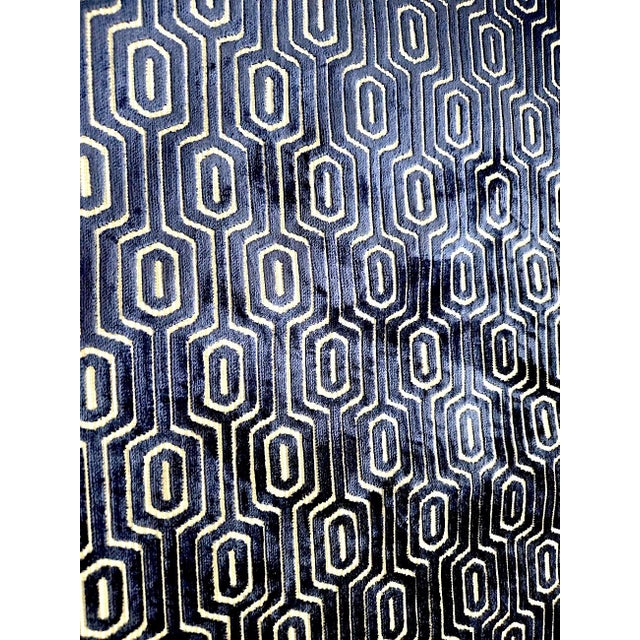 Art Deco/Geometric Cut Velvet Fabric Remnant After Schumacher, 4.8 Yards For Sale - Image 12 of 15