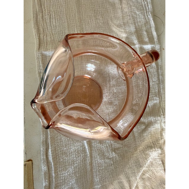 Art Nouveau Pink Pitcher and 6 Pink Wine Glasses For Sale - Image 3 of 6