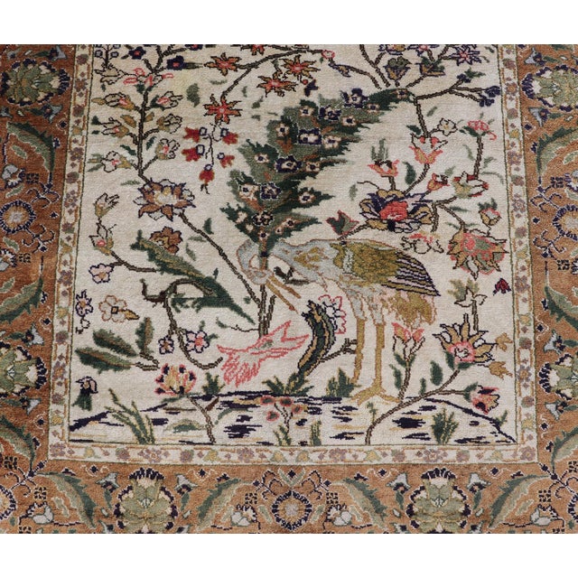 Silk Turkish Rug With Botanical Designs, Including Stylized Leaves For Sale - Image 11 of 16