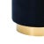 Modern Velvet Ottoman With Brass Base in Navy For Sale - Image 3 of 5