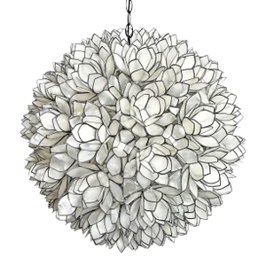 Contemporary Capiz Lotus Flower Globe Pendant Light 26"