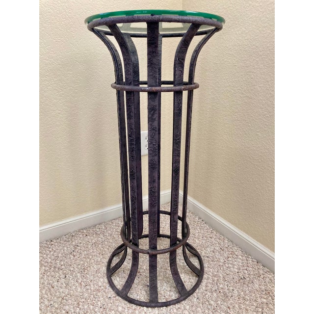 Hand Iron & Beveled Glass Tall Accent Table Chairish