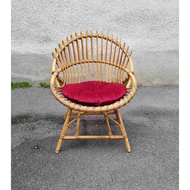 Mid-Century Modern Shell-Shaped Chair in Rattan by Franco Albini, 1960s, in Very Good conditions. Designed 1960 to 1969...