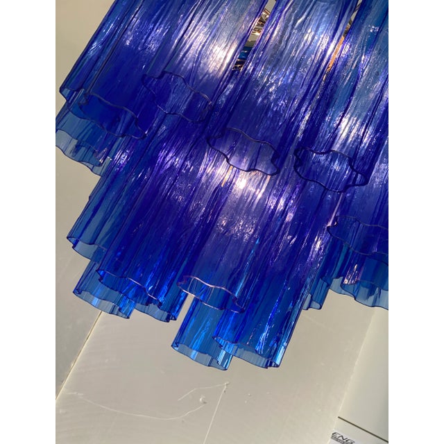 Metal Contemporary Blue "Tronchi" Murano Glass Sputnik Chandelier For Sale - Image 7 of 12