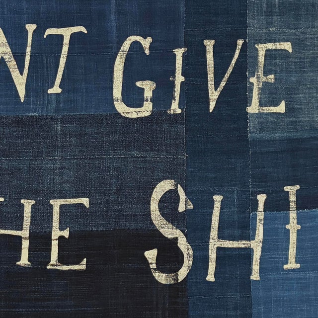 Large Patchwork Indigo Flag, Don't Give Up the Ship, Unique For Sale - Image 4 of 4