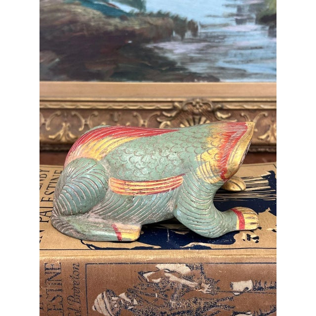 1970s Vintage Hand Carved and Hand Painted Wooden Frog Figurine For Sale - Image 5 of 9