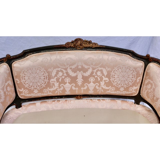 Mid 20th Century Vintage French Settee With Cabriole Legs & Without Seat Cushion For Sale - Image 5 of 6