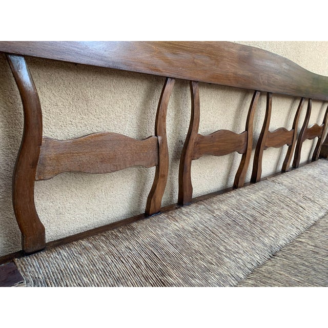 Late 19th Century Catalan Bench in Walnut With Caned Seat For Sale - Image 11 of 12