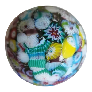 Murano Style Millefiore Art Glass Paperweight Sphere