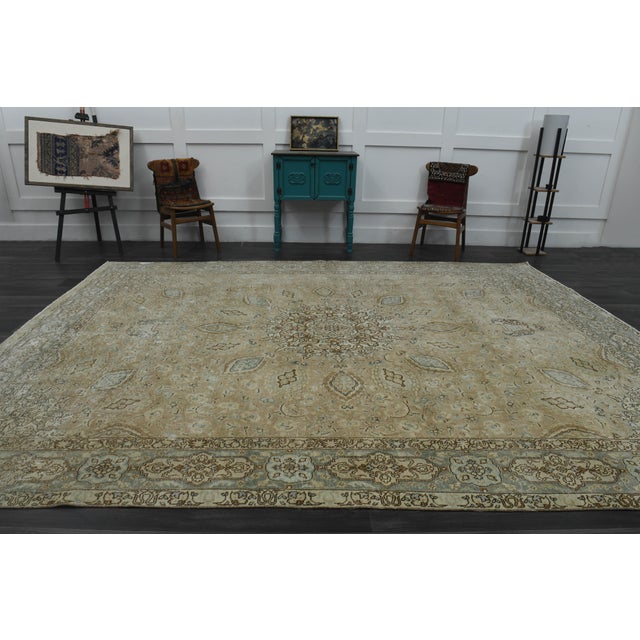 1970s Vintage Persian Handknotted Wool Brown Oversize Area Rug For Sale - Image 9 of 11