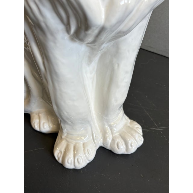 White 1970s Vintage Blanc De Chine Large Ceramic Lion Statue For Sale - Image 8 of 12