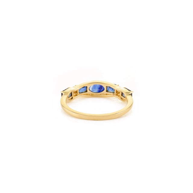 Victorian Revival Blue Sapphire 14k Gold Band Size 6.5 For Sale - Image 9 of 14