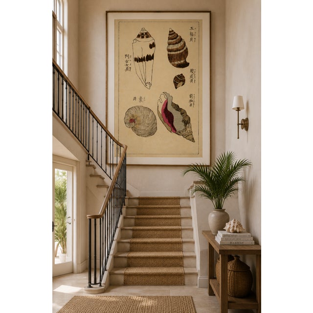 Paper Vintage Japanese Seashells, Woodblock Print Reproduction, 20" X 30" For Sale - Image 7 of 11