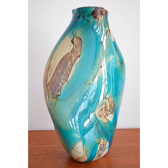 Blue Maltese Glass Vase by Michael Harris for Mdina, 1980s For Sale - Image 8 of 14