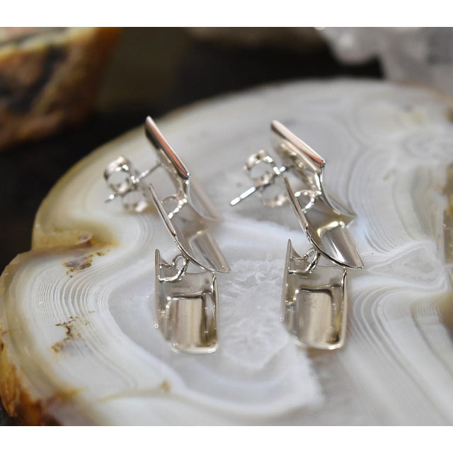 Vintage Mexican Sterling Silver Mod Segmented Post Earrings I love the modern look of these earrings. Crafted in solid...