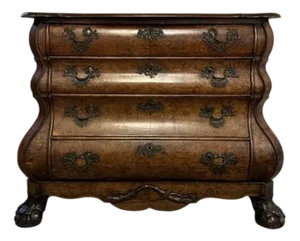 Antique Dutch Burr Walnut Bombe Chest of Drawers, 1780