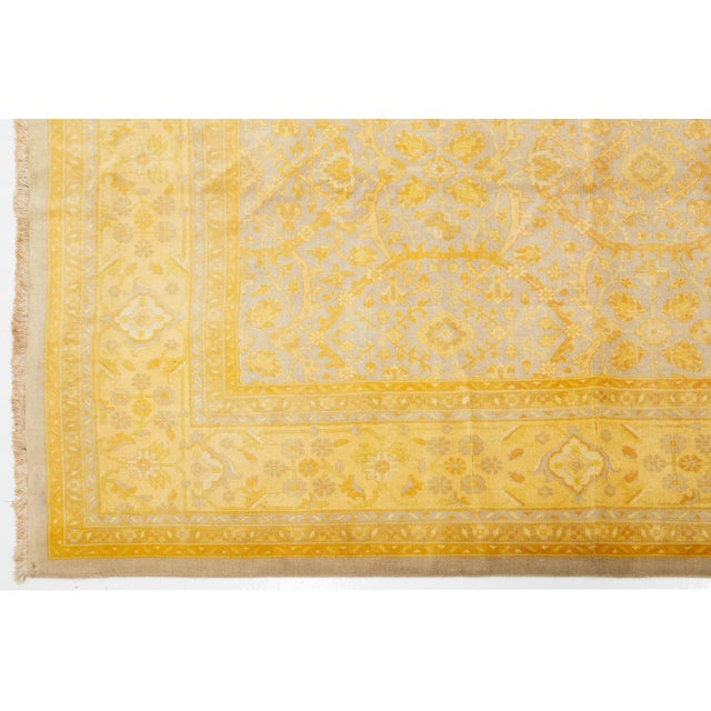 Gray Handmade in Gray and Yellow Persian Tabriz Wool Rug With Floral Pattern For Sale - Image 8 of 10