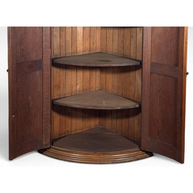 Wood Antique Nineteenth Century American Country Pine Curved Bow Front Corner Cupboard Cabinet For Sale - Image 7 of 14