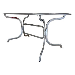 Oval Dining Table in Chrome and Smoked Glass by Gastone Rinaldi for Rima For Sale