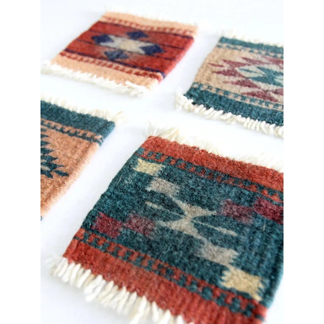 Brown Vintage Southwestern Textile Coasters Set 4 For Sale - Image 8 of 11