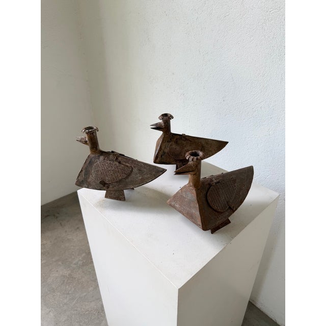 Brutalist Folk Art Bird Candlesticks, 1950s, Set of 3 For Sale - Image 16 of 18