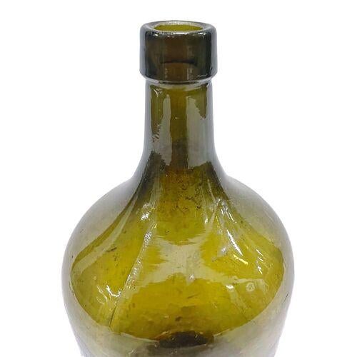 French Antique Green Glass Bottle For Sale - Image 3 of 4