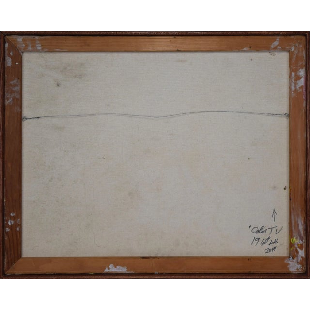 Modern Black & White Abstract Expressionist Painting "Color Tv 1960" Oil on Canvas For Sale - Image 11 of 12
