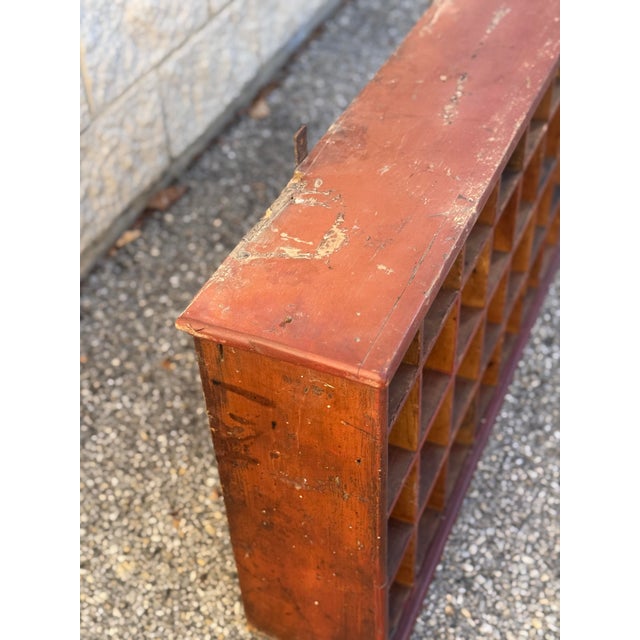 Vintage Industrial Wooden Sorting Cabinet With 32 Compartments For Sale In Philadelphia - Image 6 of 8