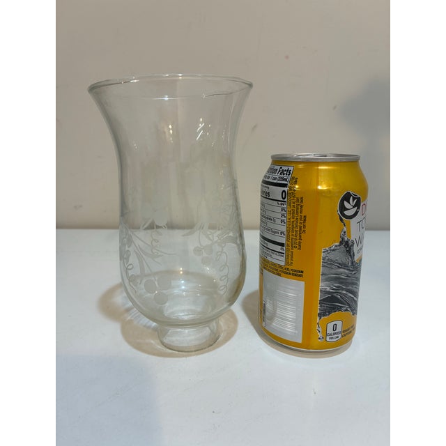 Vintage Etched Grape & Vine Glass Hurricane Shades, Set of 6 For Sale - Image 4 of 6