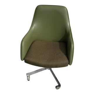 1970s Modern Green Vinyl and Olive Upholstery Jansko Office Chair on Casters For Sale