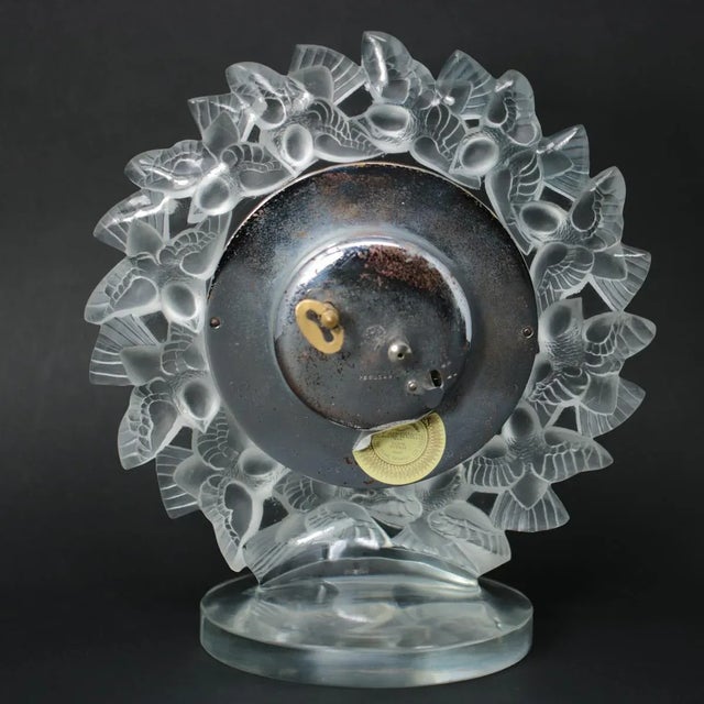 René Lalique 1930s Rene Lalique Frosted Glass Roitelets Clock For Sale - Image 4 of 13