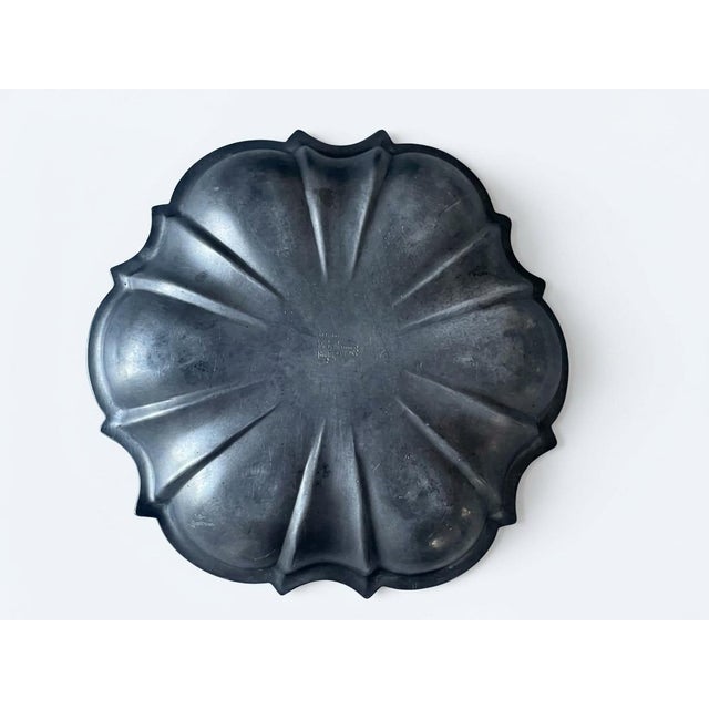 Traditional Vintage Italian Pewter Crespina Bowl, 10" Fluted Scalloped Centerpiece, Brescia, Italy For Sale - Image 3 of 3
