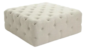 Calvin Tufted Square Ottoman - Linen