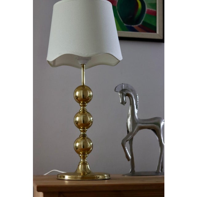 1970s Tall Swedish Brass Bobbin Lamp, 1970s For Sale - Image 5 of 11