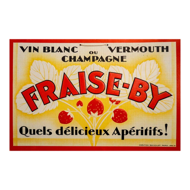 1931 French Liquor Advertisement Poster, "Fraise-By" For Sale
