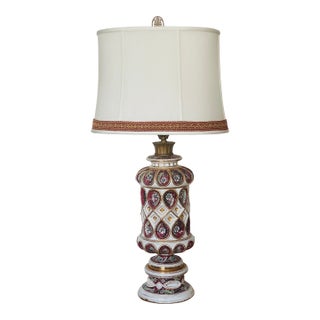 Antique Italian Cantagalli Daliso Lustro Handpainted Lamp For Sale