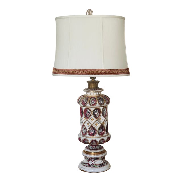 Antique Italian Cantagalli Daliso Lustro Handpainted Lamp For Sale
