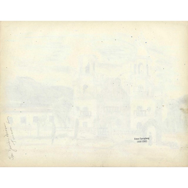 Mission 1940s Grace Spongberg San Xavier Del Bac Mission Tucson Drawing For Sale - Image 3 of 3