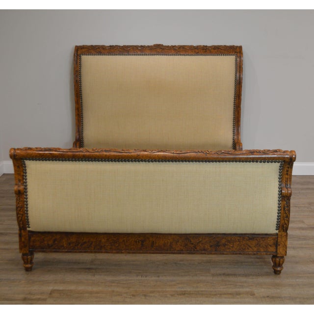 Taylor King Furniture Custom Faux Painted & Upholstered Queen Sleigh
