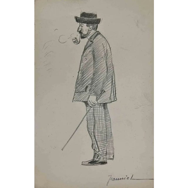 Smoker is an original Drawing on paper realized by the painter Pierre Georges Jeanniot (1848-1934). Drawing in Pencil....