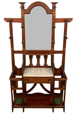 Arts and Crafts Period Inlaid Mahogany Hallstand, 1900